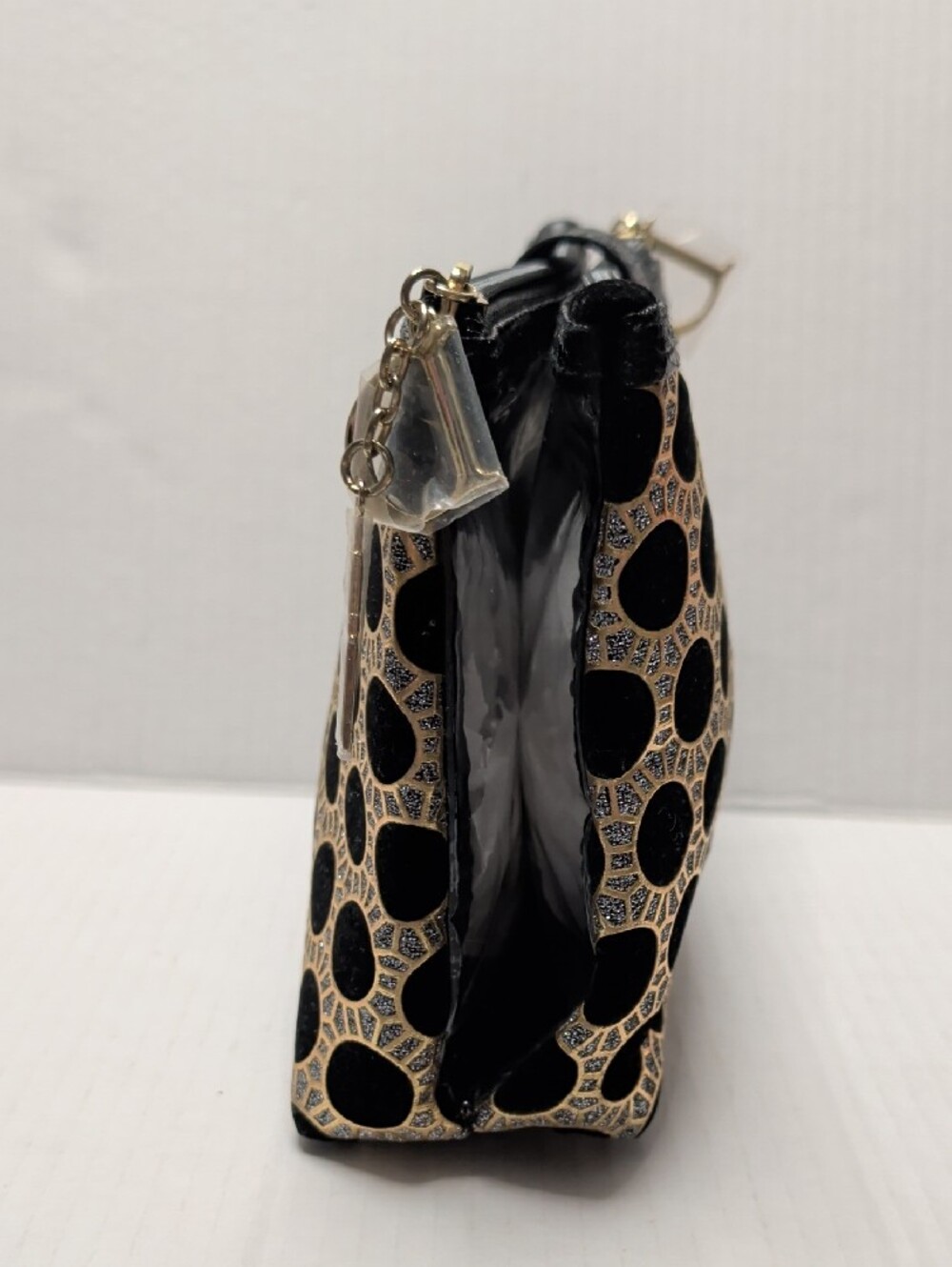 Dior Black and Gold Polka Dot Wristlet Cosmetic Bag - Picture 3 of 7